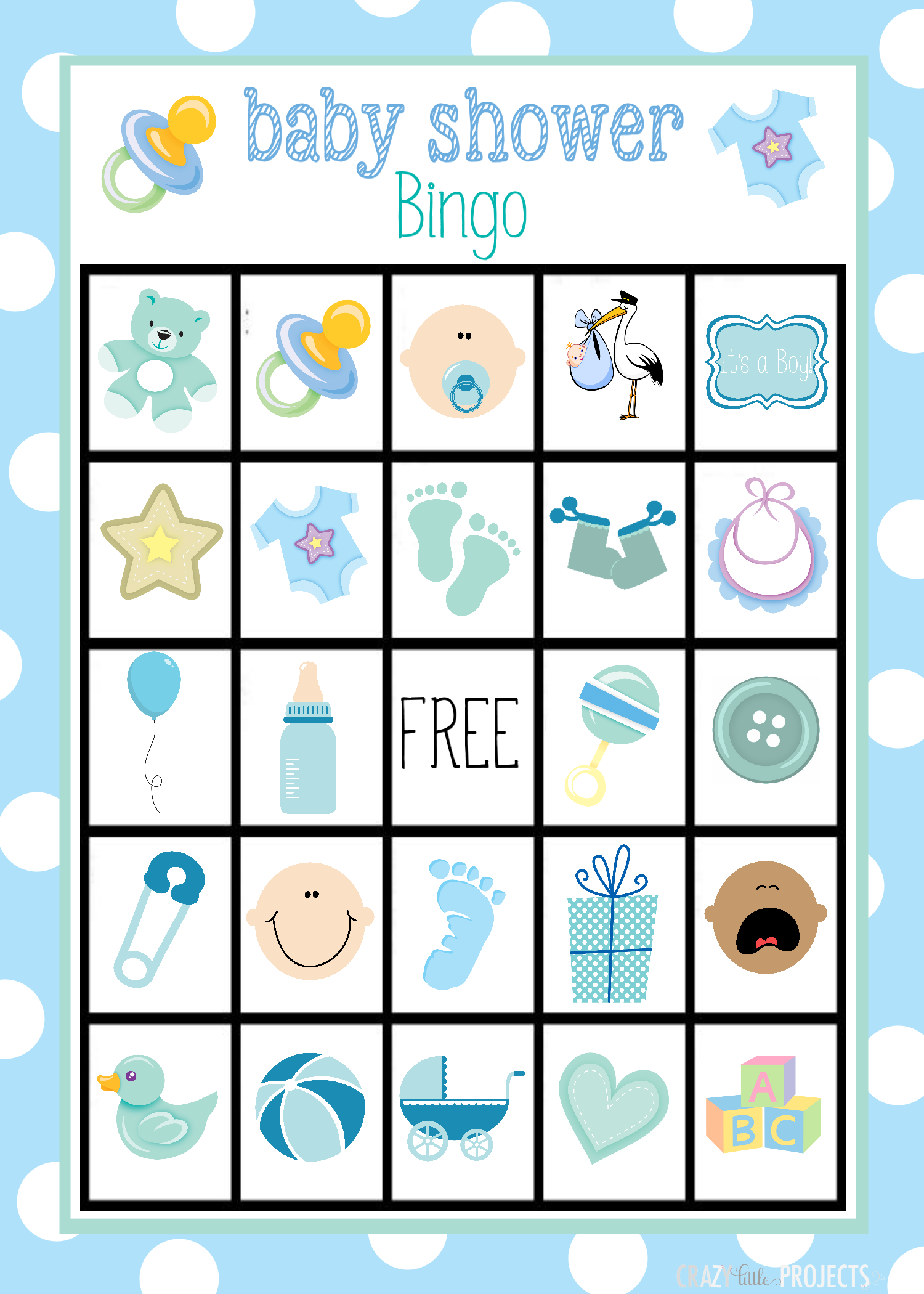 Baby shower bingo template free